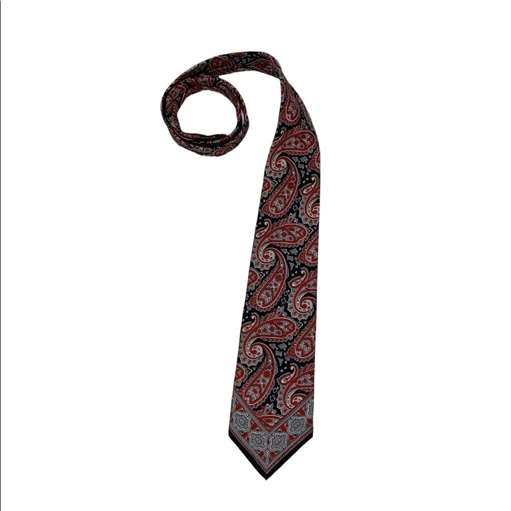 JOHN WEITZ Red Black Paisley Mens Tie